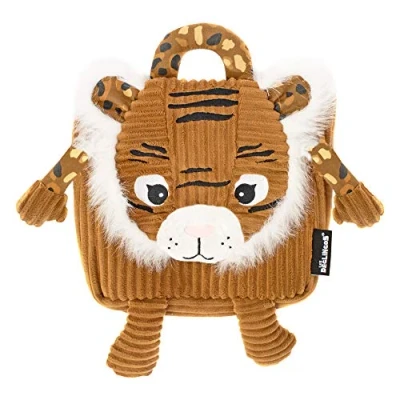 Afbeelding van Les Deglingos Schooltas Tijger Junior 25 Cm Pluche Bruin/wit/zwart