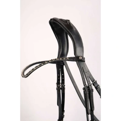 Afbeelding van Montar Frontriem Fair Crystal Curved Zwart Pony