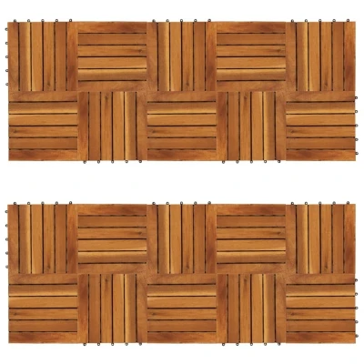 Afbeelding van Terrastegels verticaal patroon 30 x cm Acacia set van 20