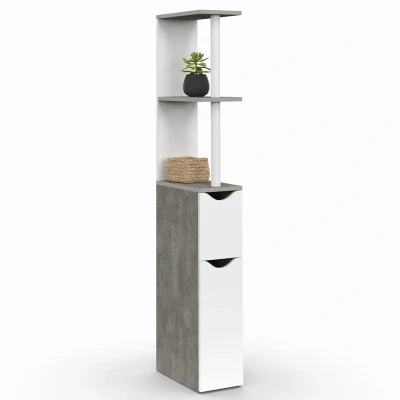 Afbeelding van WILLY 2 deurs toiletkast in wit en beton