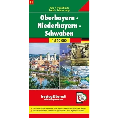 Afbeelding van Freytag &amp; Berndt Oberbayern Niederbayern Schwaben Vrijetijds En Wegenkaart Kleurloos Reisboeken Kaarten