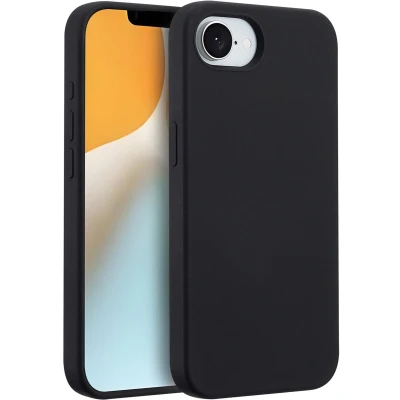 Afbeelding van Accezz Hoesje geschikt voor iPhone 16e Liquid Silicone Backcover MagSafe Zwart
