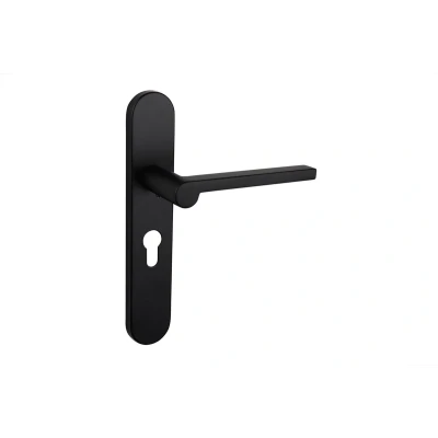 Afbeelding van Lavuzo deurkruk Caserta Zwart met afgerond schild PC55 Per set Design deurbeslag Deurklink