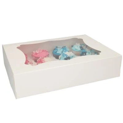 Afbeelding van FunCakes Cupcake Doos voor 12 Cupcakes of Muffins Wit 25 Stuks Taartdozen