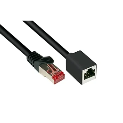 Image de Good Connections RNS Câble d&#039;extension de patch RJ 45 (M) pour (F) 3 m SFTP, PiMF CAT 6 moulé, sans crochet noir
