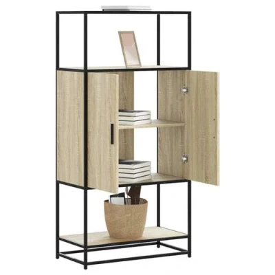 Image de vidaXL Buffet haut chêne sonoma 68x35x139 cm bois d&#039;ingénierie métal849040