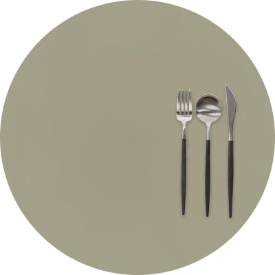 Afbeelding van Placemat Togo rond kunststof dia 38cm SET/6 taupe