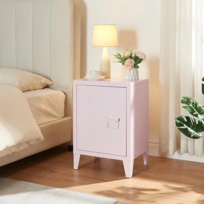 Afbeelding van Nachtkast Inari metaal 57x40x30 cm roze [en.casa]
