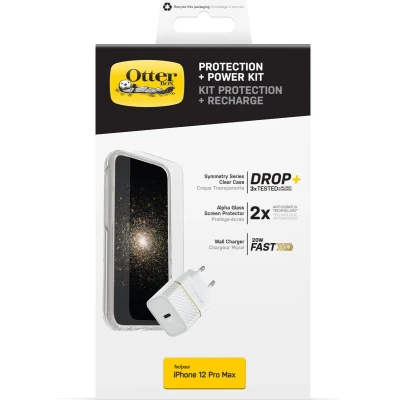 Afbeelding van OtterBox Symmetry hoesje + Alpha Glass screenprotector 20W Lader geschikt voor Apple iPhone 12 Pro Max