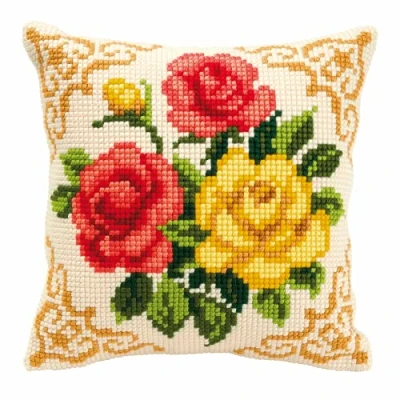 Afbeelding van Kruissteekkussen bloemen 0008575