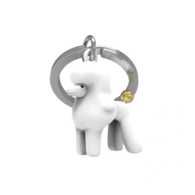 Image de Metalmorphose Porte clés alliage de zinc caniche Blanc brillant, or brillant