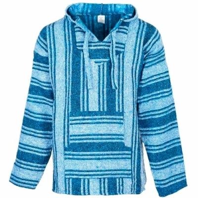 Afbeelding van Siesta Baja Hoodie Top met capuchon Trui Mexicaanse Jerga voor dames en heren, Lichtblauw