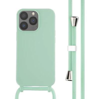 Afbeelding van iMoshion hoesje Geschikt voor iPhone 13 Pro met koord Siliconen Mintgroen