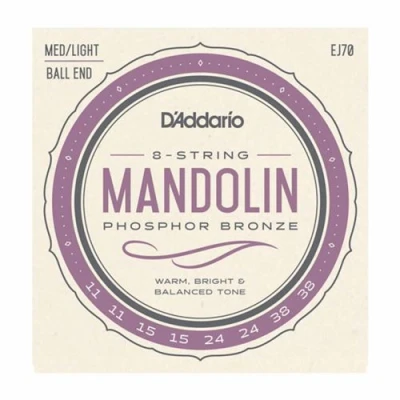 Image de D&#039;addario Phosphor Bronze EJ70 11 38 Light médium jeu de cordes pour mandoline