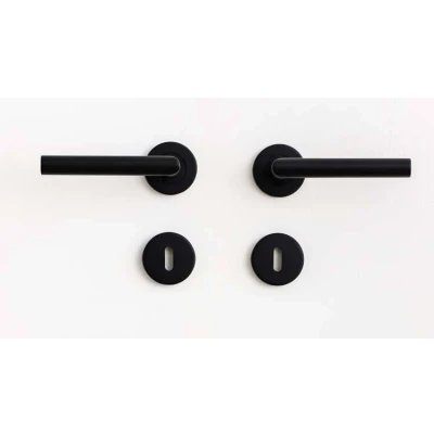 Afbeelding van Deurklink Flow inox zwart recht complete set binnendeuren