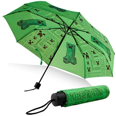 Afbeelding van Minecraft paraplu voor kinderen, jongens, meisjes, gamer, opvouwbaar, officiële accessoires, Groen