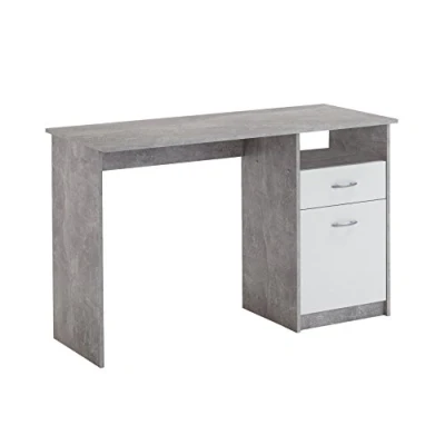Afbeelding van FMD Bureau met 1 lade 123x50x76.5 cm wit en zwart 3004 001