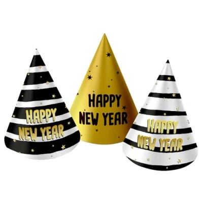 Afbeelding van Folat Feesthoedjes BlackGold HNY 10 cm 6 stuks