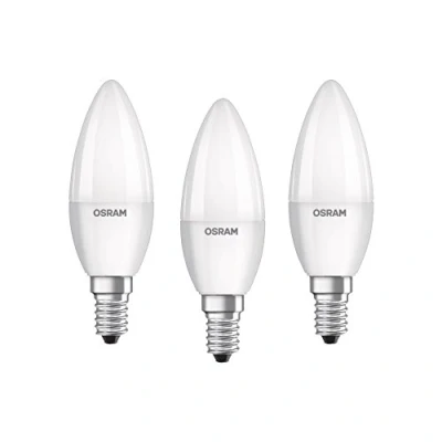 Afbeelding van Osram E14 BASE Classic B 40 LED lamp 4.9W 40W gloeilamp equivalent, kaars/matte lamp, warm wit 2700K, pak van 3