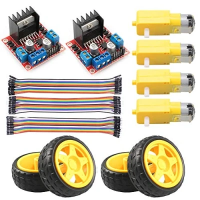 Afbeelding van KeeYees L298N aandrijfmodule dubbele H brug stappenmotor controller met DC motor en intelligent autowiel, compatibel Arduino