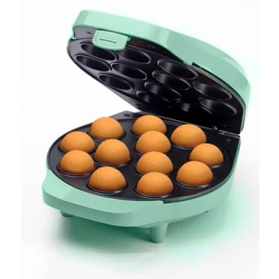 Afbeelding van Bestron Cake Pop Maker, Wafelijzer voor 12 Pops, inclusief Butler, Stokjes &amp; Vork, met antiaanbaklaag indicatielampje, 700W, kleur: mint