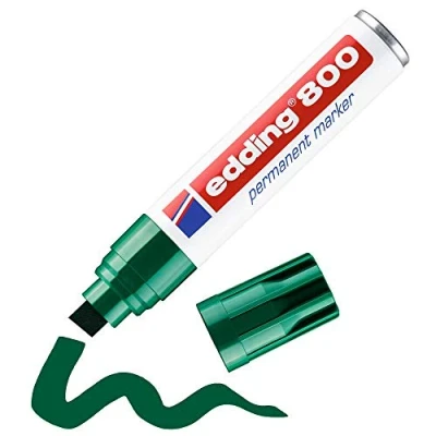 Afbeelding van edding 800 permanente markers, groen, 1 pen, wigvormige punt 4 12 mm, voor brede markeringen, sneldrogend, waterdicht en slijtvast, karton, kunststof, hout, metaal, glas