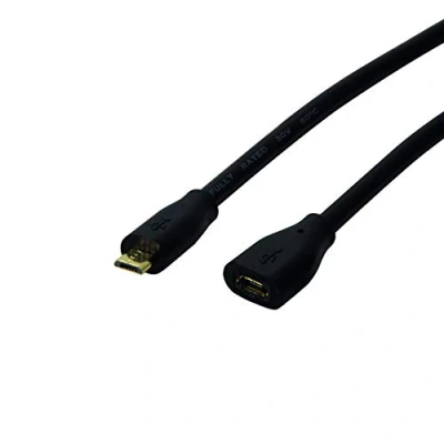 Afbeelding van LogiLink USB kabel 2.0 micro B stekker, bus 5.00 m Zwart CU0125