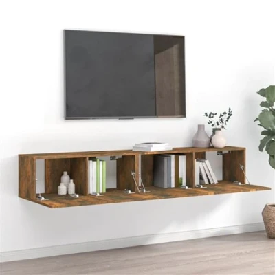 Afbeelding van vidaXL 2 delige Tv meubelset bewerkt hout gerookt eikenkleurig
