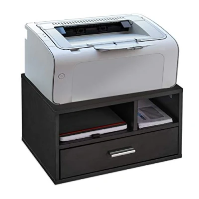 Afbeelding van Relaxdays Printerkast bureau printerstandaard zwart printertafel organizer