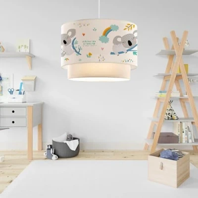 Afbeelding van Design hanglamp Lurgan E27 wit met koala motief