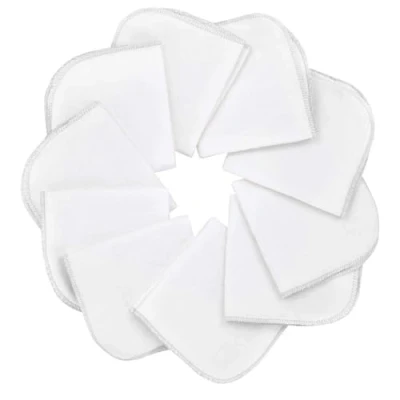 Afbeelding van Mias 10 babywashandjes, wit, van molton flanel, 100% katoen, met lus, vrij schadelijke stoffen, babydoekjes, cosmeticadoekjes, multifunctionele doeken