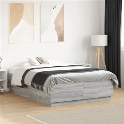 Afbeelding van vidaXL Bedframe met LED verlichting grijs sonoma eiken 120x190 cm