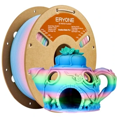 Afbeelding van ERYONE filament meerkleurig verloop mat 1,75 mm PLA 3D printer +/ 0,03 1 kg spoel roze groen blauw
