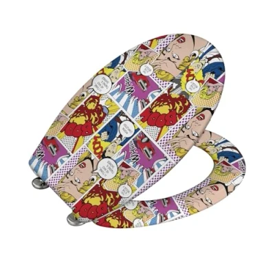 Afbeelding van WENKO wc bril Pop Art, toiletbril met softclose, Fix Clip hygiënische bevestiging, deksel van antibacterieel duroplast