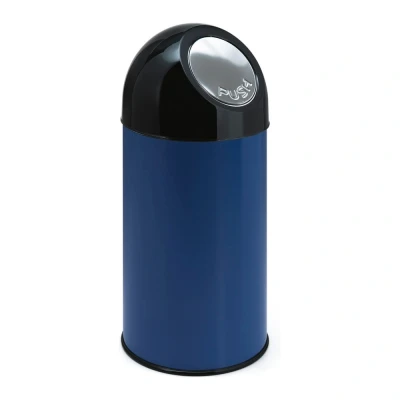 Afbeelding van Prullenbak 40ltr pushdeksel en binnemmer blauw/zwart