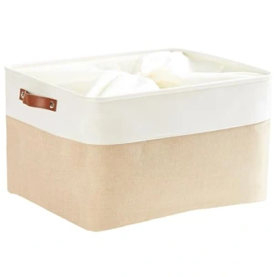 Afbeelding van Mangata Opbergmand met grote capaciteit, opvouwbare opbergdoos van canvas, gebruikt voor kast, kledingkast, (kaki, XL)