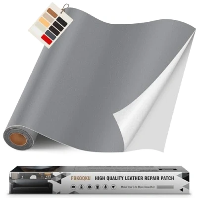 Afbeelding van zelfklevend reparatieleer, 40 x 200 cm, lederen reparatiepatch, kunstleer, voor banken, autostoelen, meubels, tassen, jassen (donkergrijs)