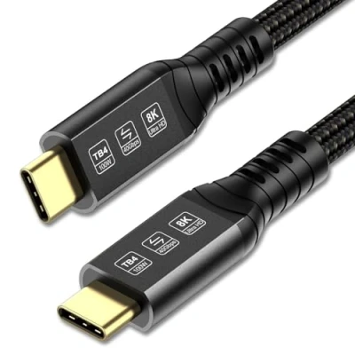 Afbeelding van ConnBull Thunderbolt 4 kabel, 2 m, High Speed USB C ondersteunt gegevensoverdracht 40 Gbps/Display 8K @60Hz/ Super Fast Charge 100W voor iPhone 15 Pro, Macbook Air/Pro, iPad Pro