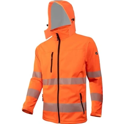 Afbeelding van ACE Neon Lite Veiligheidsjack softshell veiligheidsjas met reflectoren EN afneembare capuchon ISO 20471, Oranje