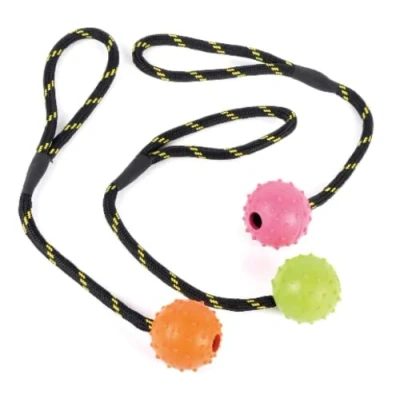 Afbeelding van Happy Pet Tough Toys Rubber Bal Aan Werptouw LARGE 22X6X6 CM