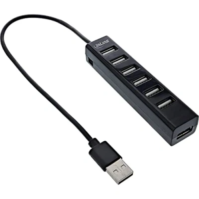 Afbeelding van InLine 33293D (USB C, 7 Havens), Docking station + USB hub, Zwart