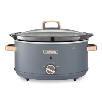 Afbeelding van Tower T16043GRY Slow Cooker Cavaletto 6,5 liter met 3 warmtestanden, Cool Touch handgrepen, keukenapparatuur, grijs en roségoud
