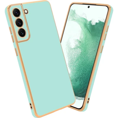 Afbeelding van Cadorabo Hoesje geschikt voor Samsung Galaxy S21 5G in Glossy Mintgroen Goud Beschermhoes Case Cover van flexibel TPU silicone en met camerabescherming