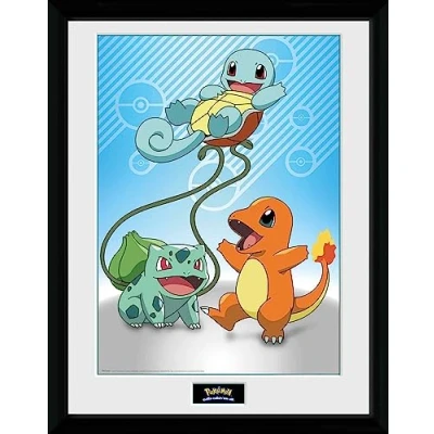 Afbeelding van GB Eye, Foto&#039;s, Pokemon ingelijste poster Kanto Starters (30 x 40 cm)