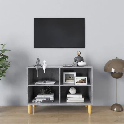 Afbeelding van Tv meubel met massief houten poten 69,5x30x50 cm betongrijs