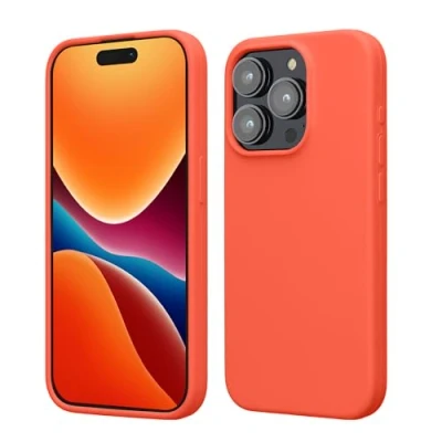 Afbeelding van kwmobile Case voor iPhone 15 Pro Slank TPU Hoesje met Zachte Afwerking In levendig koraal