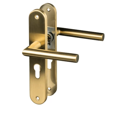 Afbeelding van Ostiumhome® Andria Deurklink met Cilindergat Mat Goud op Schild Rond Complete Set