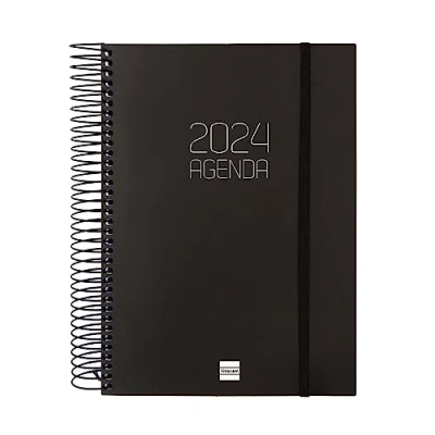 Afbeelding van Finocam Spiraalagenda 2024, ondoorzichtig, 1 dag per pagina, januari 2024 december (12 maanden), Franse versie, zwart