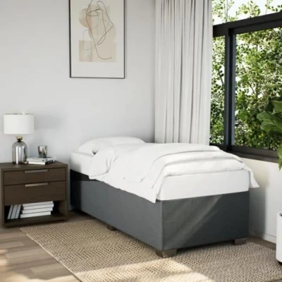 Afbeelding van vidaXL Bedframe stof donkergrijs 90x190 cm