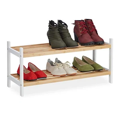 Afbeelding van Relaxdays schoenenrek 2 laags opbergrek voor 6 paar schoenen laag schoenenmeubel hal